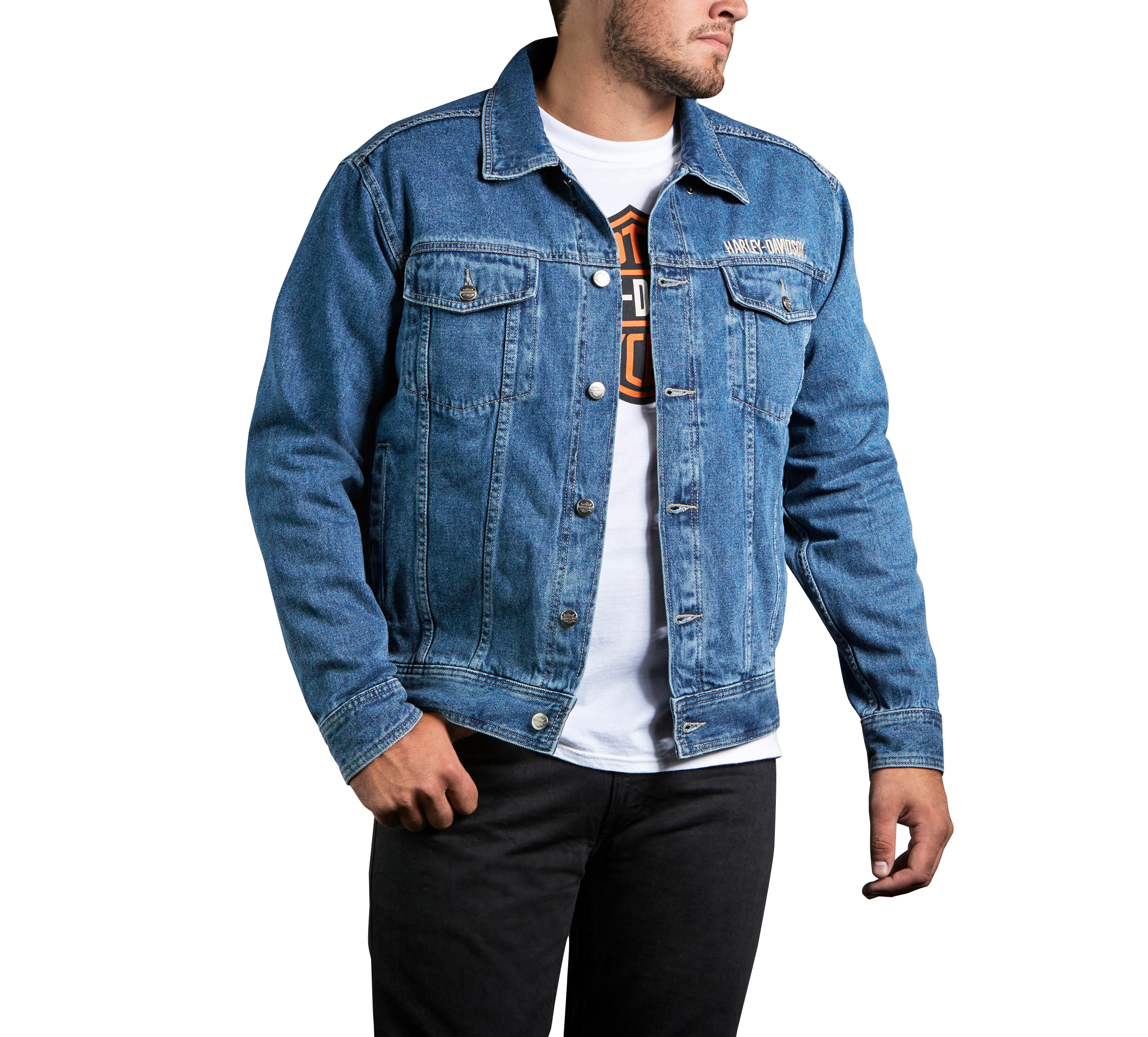 Coats Jackets Vests Harley Davidson Men S Black Overdyed Denim Button Up Jacket Retail 170 S02 Blisstubs
